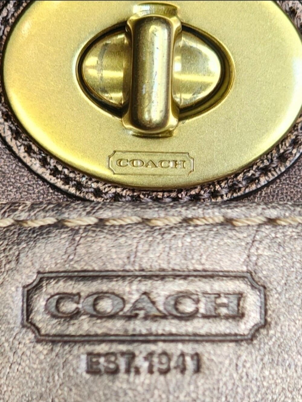 Coach Madeline Multi-Pocket Metallic Bronze Leather Satchel with Gold Hardware - Picture 10 of 16